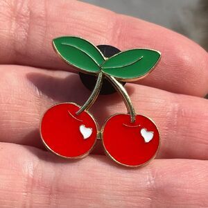 Cherries on Stem Cherry Gold Enamel Pin